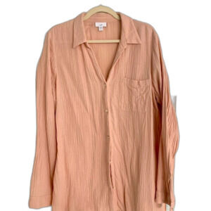 J.Jill long-sleeved pink coral gauze cotton button-down shirt - Large Tall